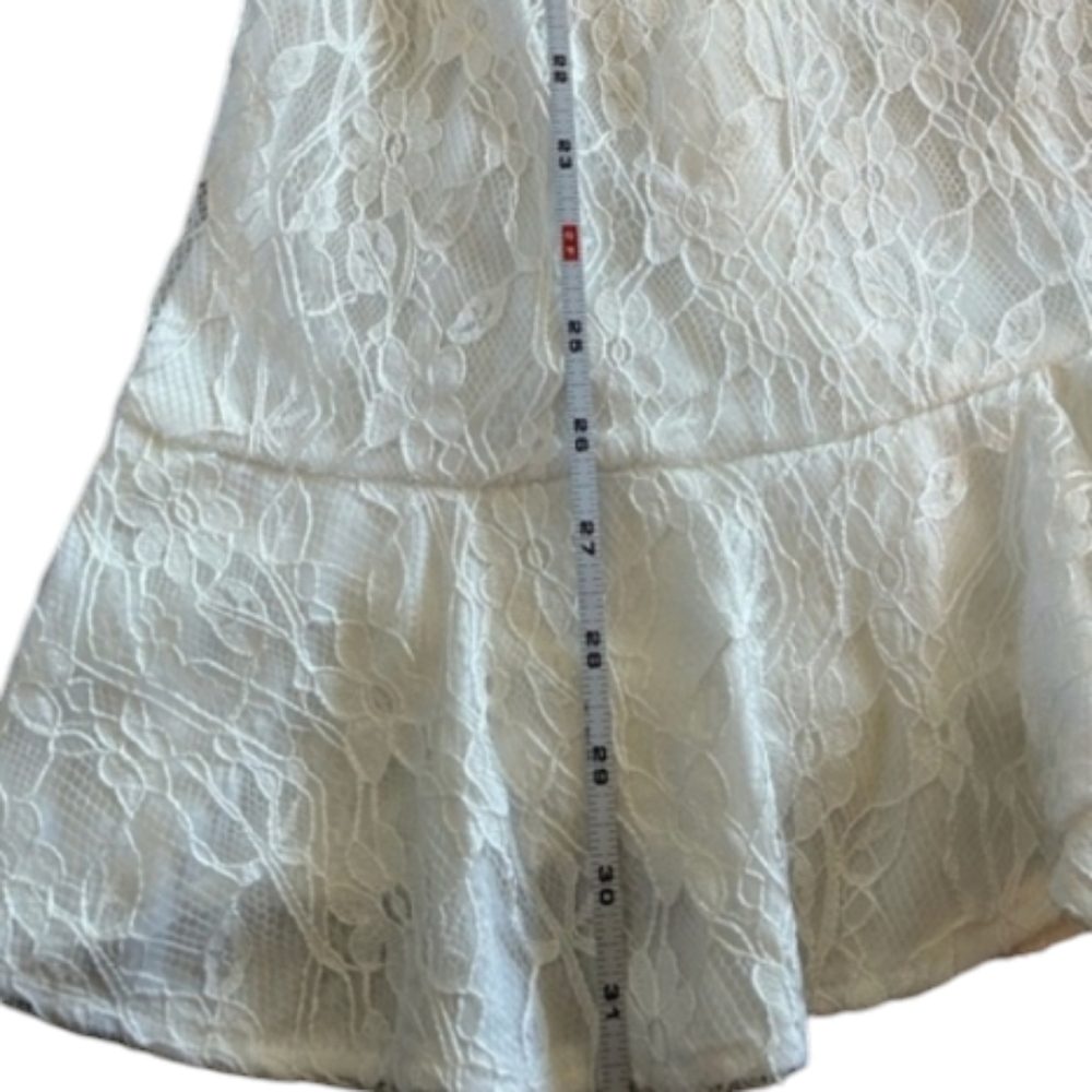 NWT Selfie Leslie Hali Long Sleeve Surplice Neckline Lace Dress White Size M - Picture 11 of 12